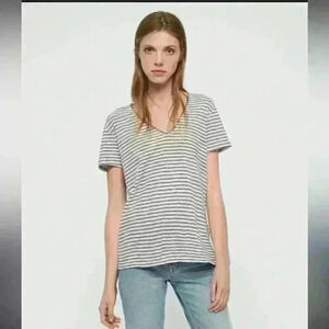 AllSaints Emelyn Stripe T-Shirt Black XS new